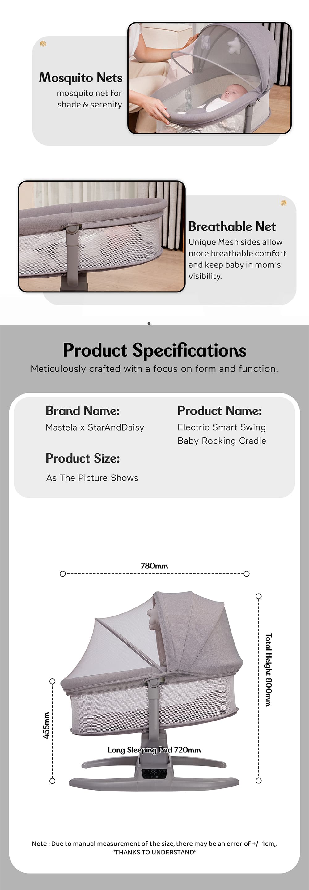 Specification of Bedside Sleeping Crib