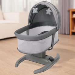 Mastela Automatic Swing Cradle for Baby with Smart LED Touch Panel, Electric Baby Rocker with Multi-Mode Adjustment & Mosquito Net - Grey