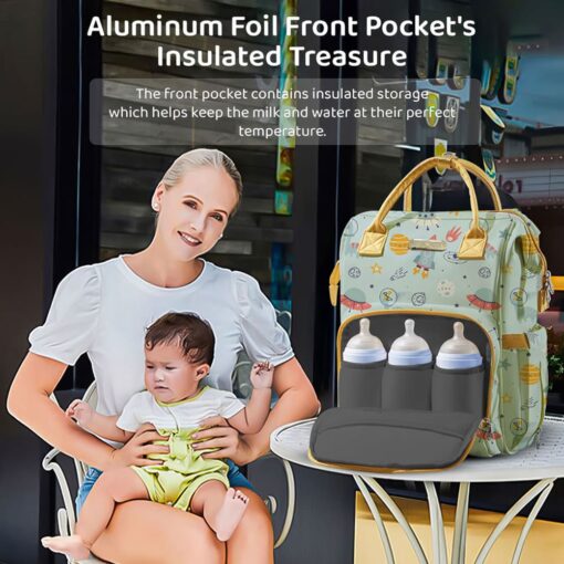 Diaper bag with insulated bottle pocket