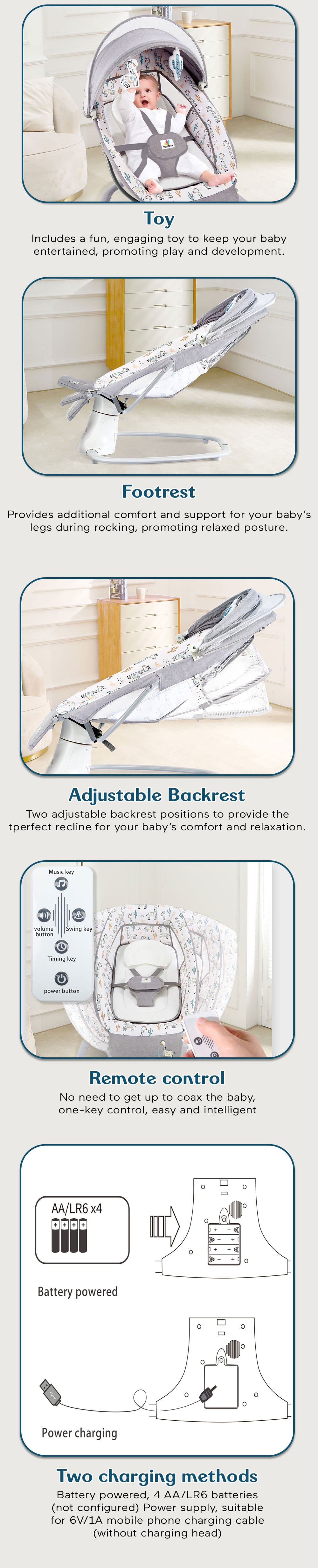 Electric Baby Rocker with Mosquito Net