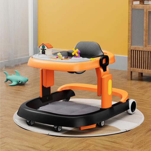 StarAndDaisy Elegant Learning Activity Walker for Baby with Height Adjustment, Breathable Cushioned Seat - Orange & Black