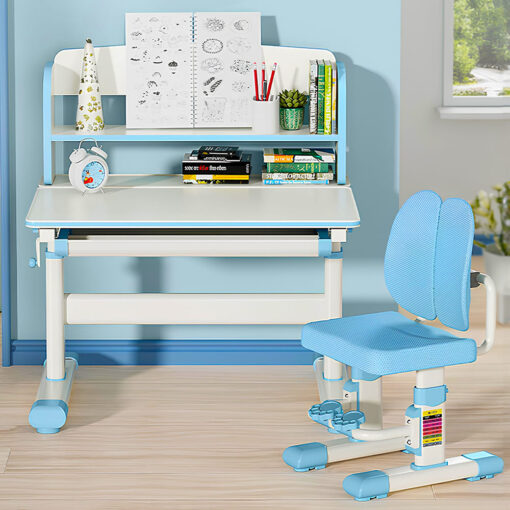 StarAndDaisy Study Table and Chair Set for Children with Adjustable Height, Smart Storage, Flexible Desk, and Adjustable Design - 72B (Blue)