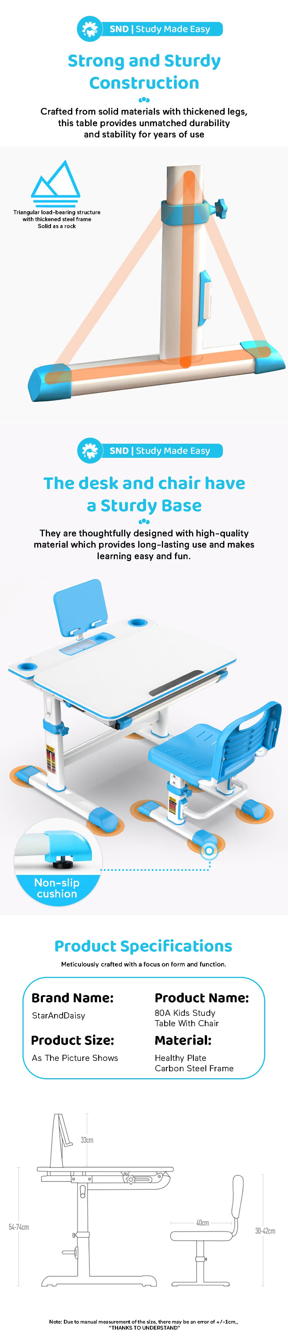 Specification of Kids Study Table