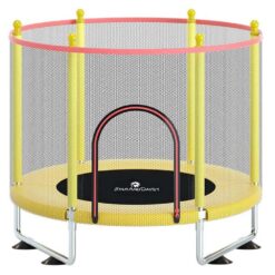 StarAndDaisy Trampoline with protection net Adult childern jumping Bed 1.4 Meter (Basic | Yellow)