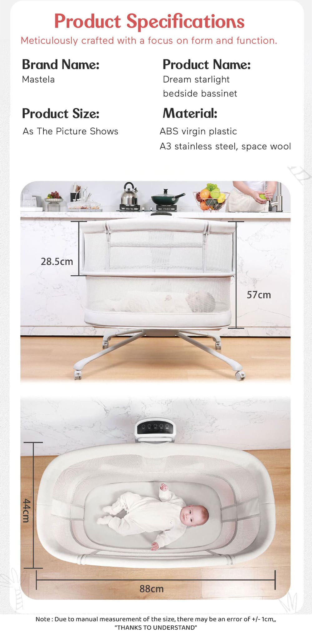 Specification of Bedside Sleeping Crib