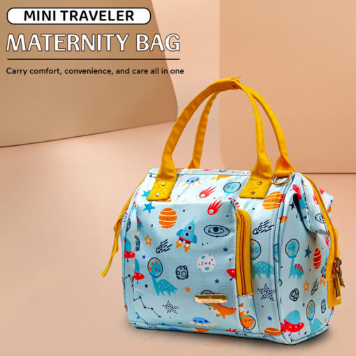 StarAndDaisy Printed Mini Baby Hand Bag, Multipurpose Diaper Backpack for New Moms with 4 Way Carry, Waterproof Baby Bag - Dinosaur Print