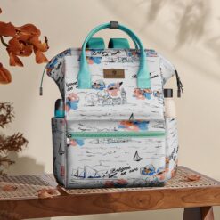 StarAndDaisy Printed Baby Diaper Bag, Waterproof Nappy Backpack for New Moms with Spacious Compartment & Extra Laptop or Tablet Storage - Printed White