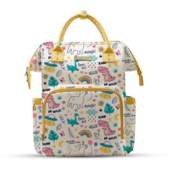 StarAndDaisy Nappy Nest Mommy Backpack, Newborn Baby Diaper Bags with Multiple Pockets, Waterproof Pocket for Wet Clothes - Unicorn Print