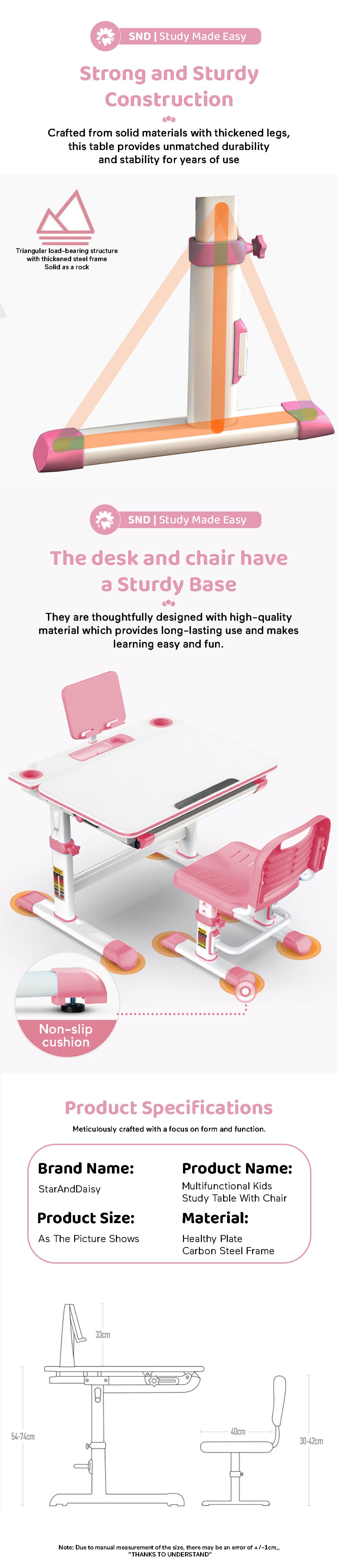 Specification of Kids Study Table