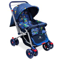 StarAndDaisy Best Stroller for Newborn Baby with Extended Canopy, Mosquito Net, Dual facing Handlebar, & Peek-a-boo Window - Bear Print