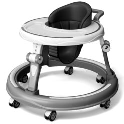 StarAndDaisy Infant Walker with Universal Wheels, Height Adjustment & Foldability For 6-24 Months Babies, Without Toy Tray - Grey