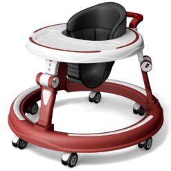 StarAndDaisy Infant Walker with Adjustable Height & 360° Wheels, Padded Cushion for 6-24 Months Babies without Toy Tray - Red