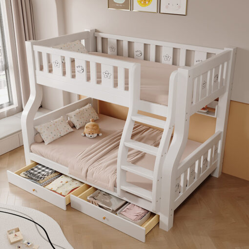 Bunk bed for kids with bottom drawers