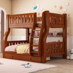 Dark Brown Bunk Bed for Kids