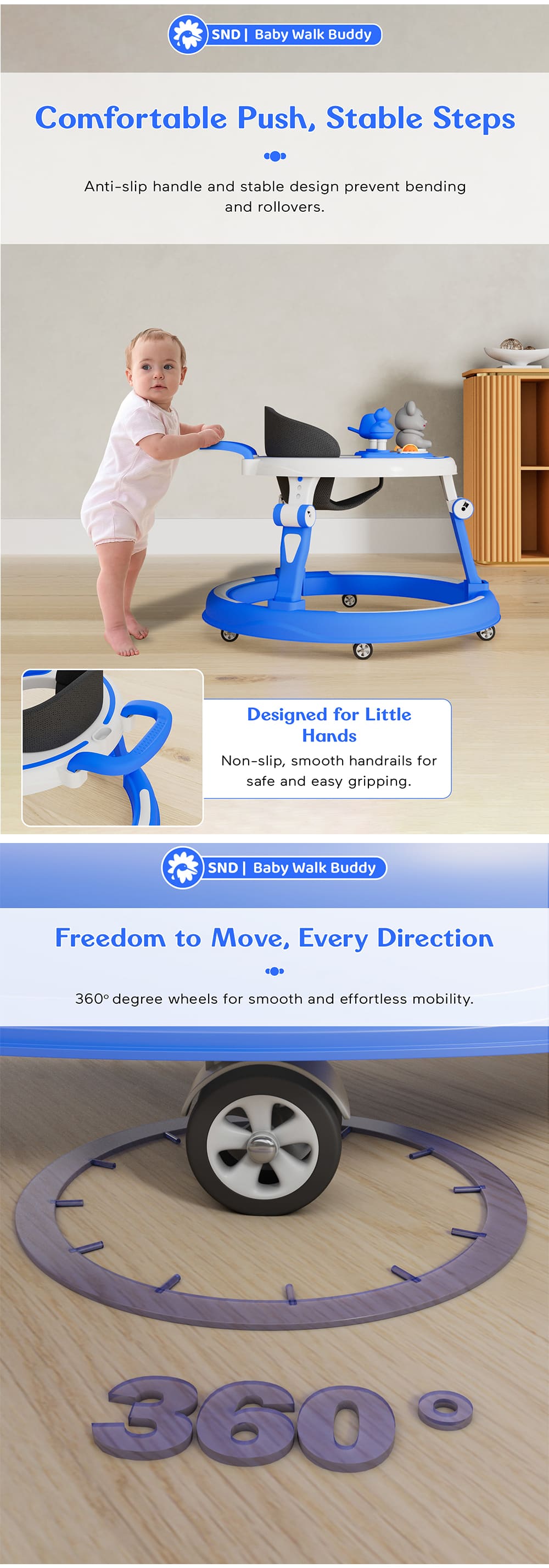 Baby Walker with Detachable Toyr Tray