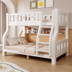 Premium White Kids Bunk Bed with Book-Shelf - Main