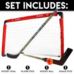 Foldable Design for Easy Storage – The hockey goal can be quickly folded when not in use, making it easy to store and transport without taking up much space. Lightweight and Kid-Friendly – Made from lightweight materials, this hockey goal is easy for kids to move and set up, ensuring hassle-free fun. Durable and Sturdy Construction – Built with high-quality materials to withstand energetic play, ensuring long-lasting use for both indoor and outdoor games. Perfect for Indoor and Outdoor Play – Designed for versatile use, kids can enjoy playing hockey indoors or outdoors, whether in a living room, backyard, or playground. Ultra-Portable for On-the-Go Fun – The compact and lightweight design makes it easy to carry, allowing kids to take the game anywhere and enjoy active play. Quick and Easy Set-Up – Designed for hassle-free assembly, this hockey goal can be set up in minutes, allowing kids to start playing without any delays