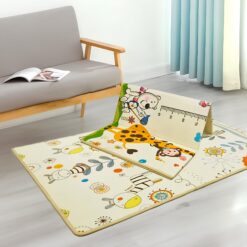 StarAndDaisy Double Side Printed Playmat for Baby, Portable Baby Play Mat for Crawling Babies - Giraffe+Zebra Print (6mm)