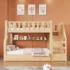 StarAndDaisy Solid Wood Bunk Bed for Kids with Ladder Storage Cabinets & Bookcase, Bunk Bed for Toddlers with Bed Guardrail