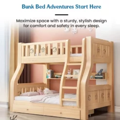 Sturdy Kids Bunk Bed With Ladder Storage