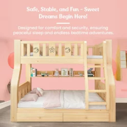 pace-Saving Bunk Bed With Integrated Ladder Cabinets