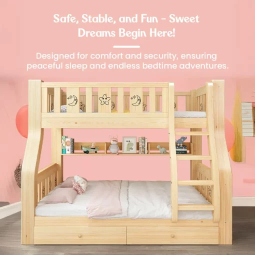 pace-Saving Bunk Bed With Integrated Ladder Cabinets