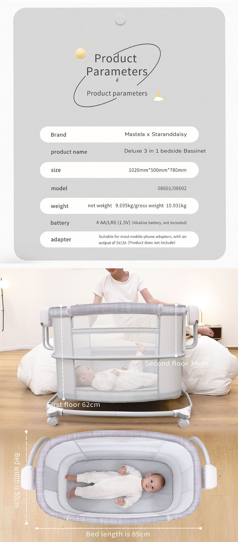 Specification of Bedside Sleeping Crib