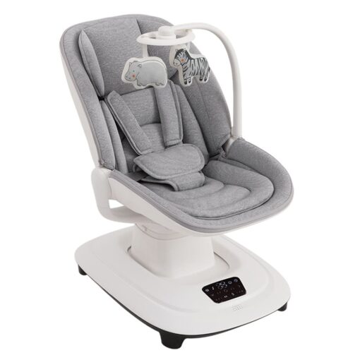 Mastela Electric Baby Swing Rocker, Newborn Baby Cradle Swing with 5 Adjustable Swing, Remote & Safety Belt - Grey White