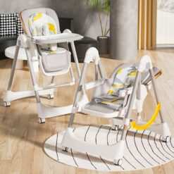 StarAndDaisy Baby High Chair, Foldable Feeding Chair for Babies with Height Adjustment, Dining Chair for Baby - Grey