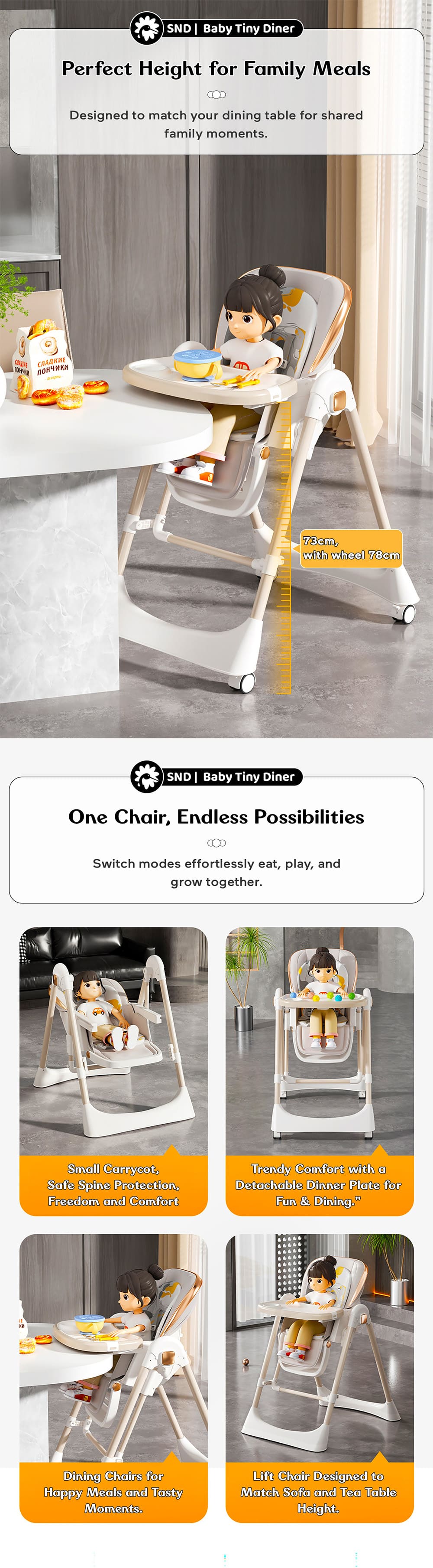 Baby High Chair with Adjustable