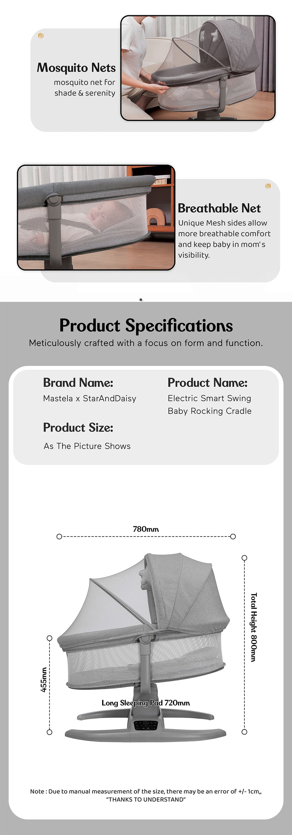 Specification of Bedside Sleeping Crib