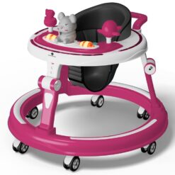 StarAndDaisy Musical Baby Walker with Adjustable Heights, Early Education Baby Walker with Toy Tray - Pink