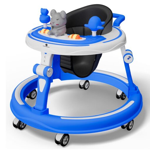 StarAndDaisy Activity Baby Walker with Adjustable Heights, Infants walker with musical Toy Tray - Dark Blue