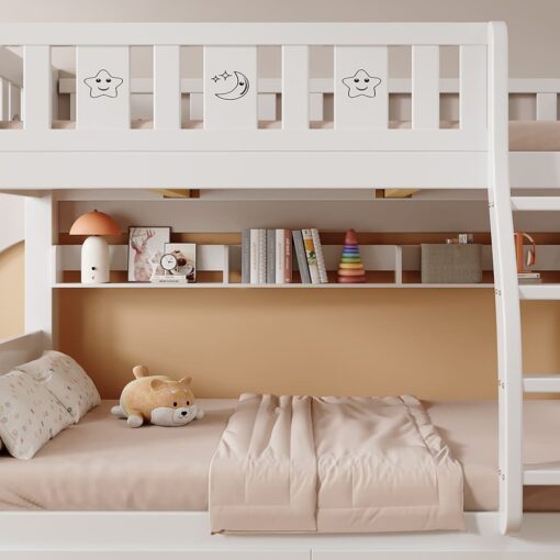 kids bunk bed with bookshelf