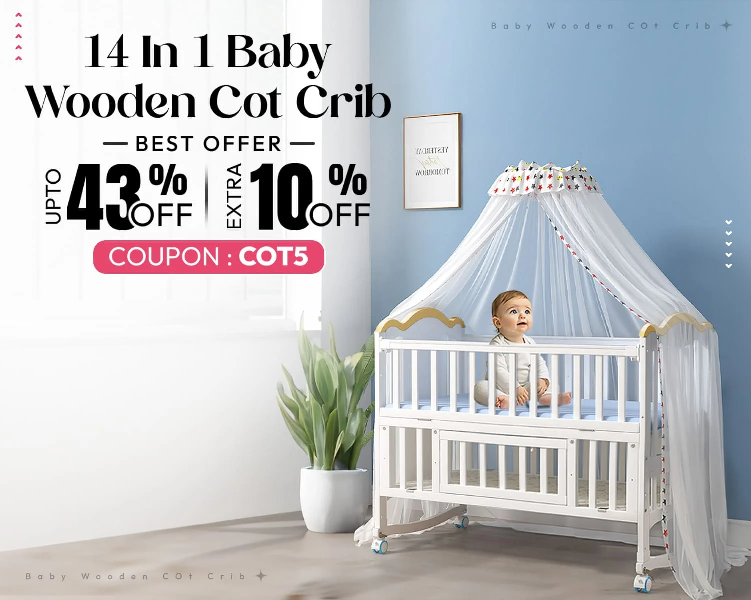 12-in-1 Baby Wooden Cot