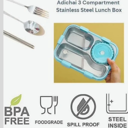 Kids Lunch Box for School, Air Tight Portable Lunch Box with Utensils, Stainless Steel Lunch Box with Containers, Leak Proof Bento Box for Kids- Green - Image 4