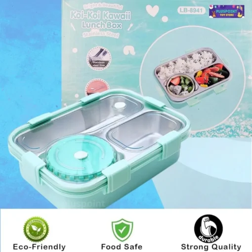 Kids Lunch Box for School, Air Tight Portable Lunch Box with Utensils, Stainless Steel Lunch Box with Containers, Leak Proof Bento Box for Kids- Green - Image 6