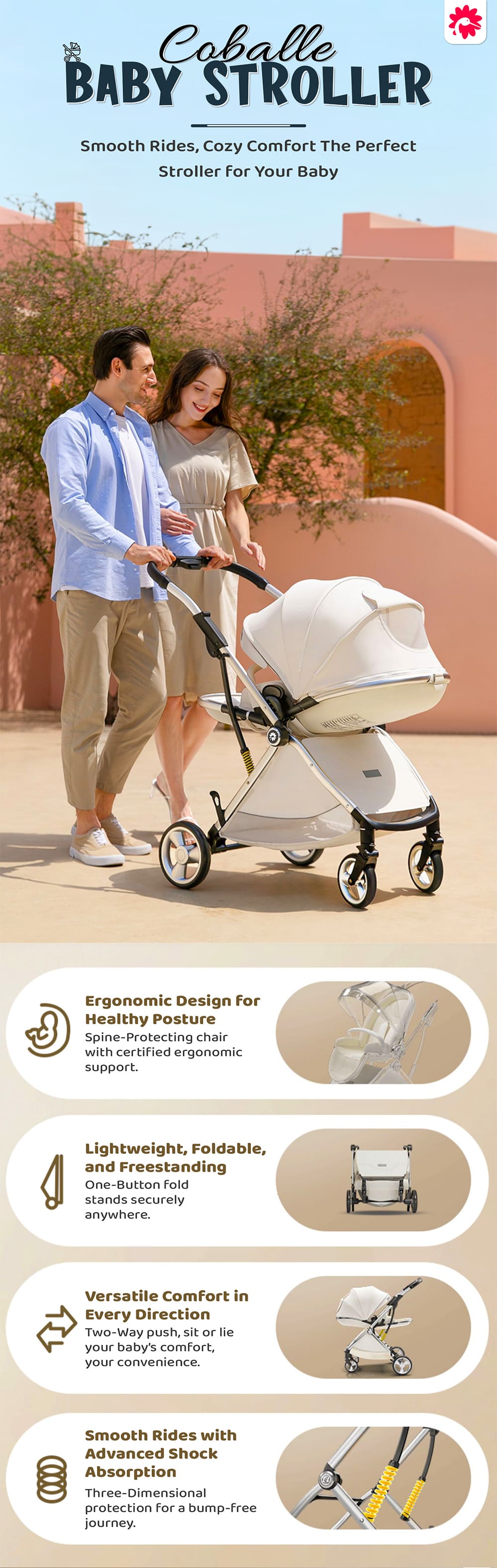 One-Click Foldable Baby Stroller