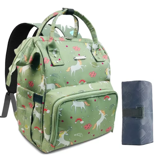 StarAndDaisy Mom & Baby Travel Bag, New Mothers Travelling Bag with Changing Mat, Insulated Pocket & Spacious Compartments - Unicorn-GreenStarAndDaisy Mom & Baby Travel Bag, New Mothers Travelling Bag with Changing Mat, Insulated Pocket & Spacious Compartments - Unicorn-Green