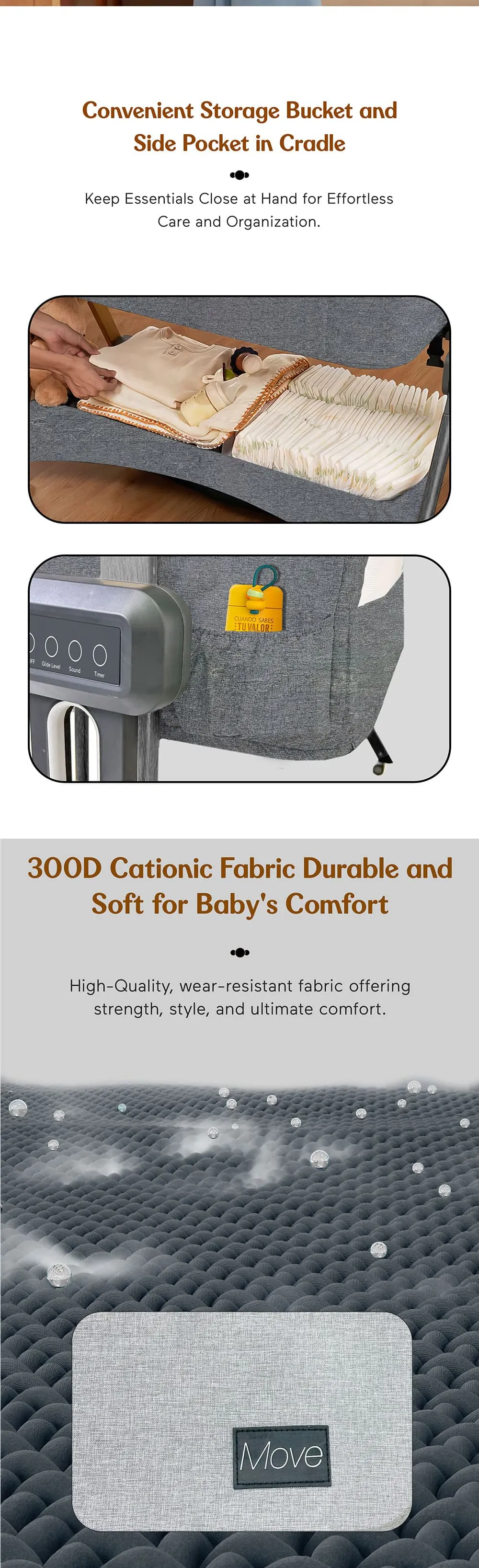 Baby Cradle with Height Adjustable