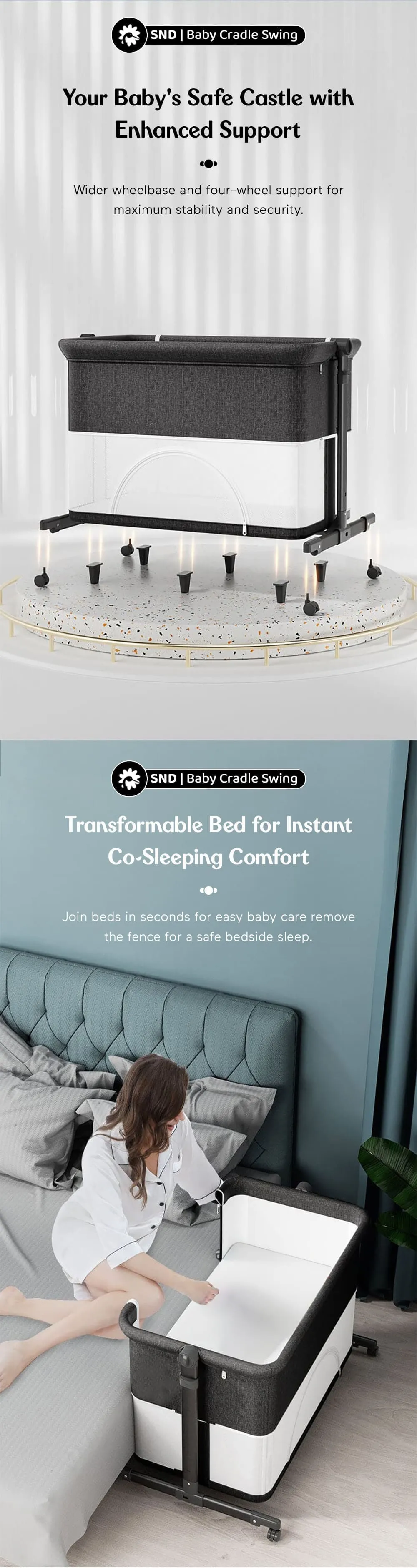 Baby Cradle Convert into Baby Bedside bed