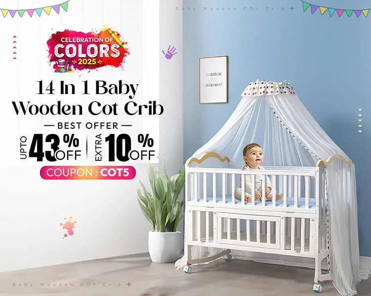 12-in-1 Baby Wooden Cot